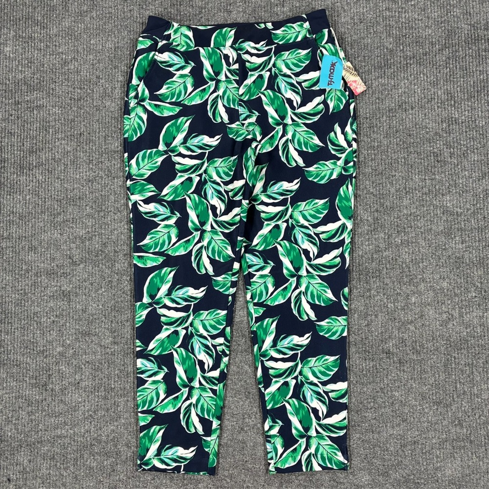 Tommy Bahama Everyday Active Pull On Pants Womens Size M Green Leaf Print